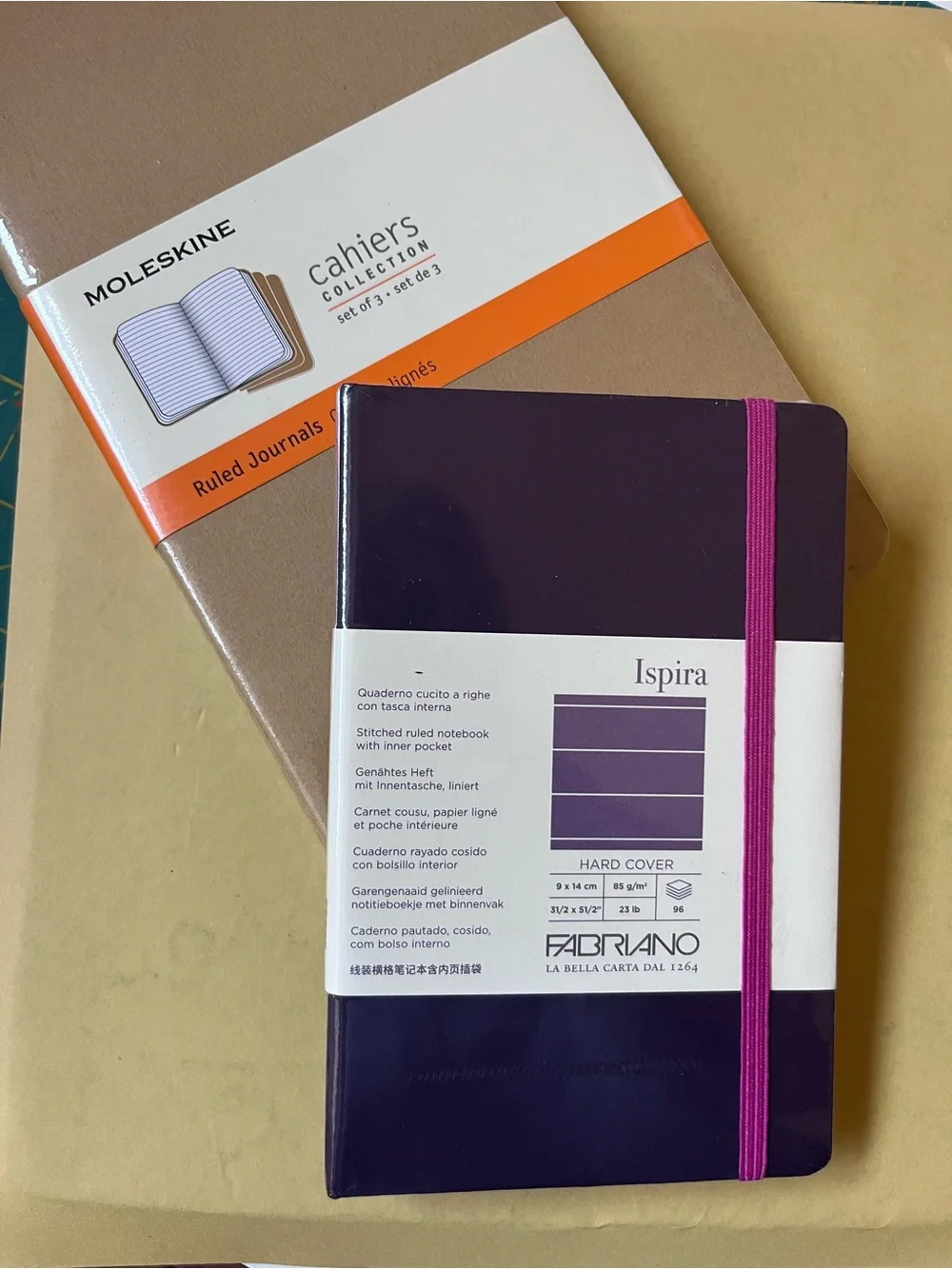 Purple Hardcover Fabriano Notebook . 3 pack Moleskin Kraft softcover journals